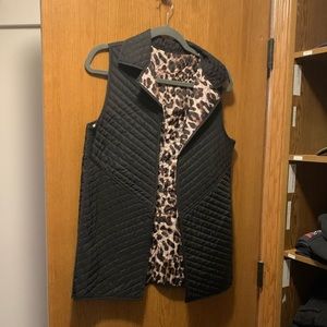 Leopard print reversible vest